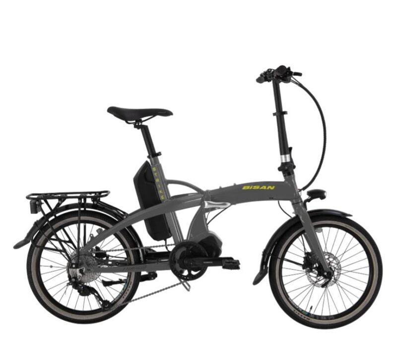 Bisan E Folding Strike 20 Jant 9 Vİtes Gri Neon Sarı Elektrikli Katlanır Bisiklet